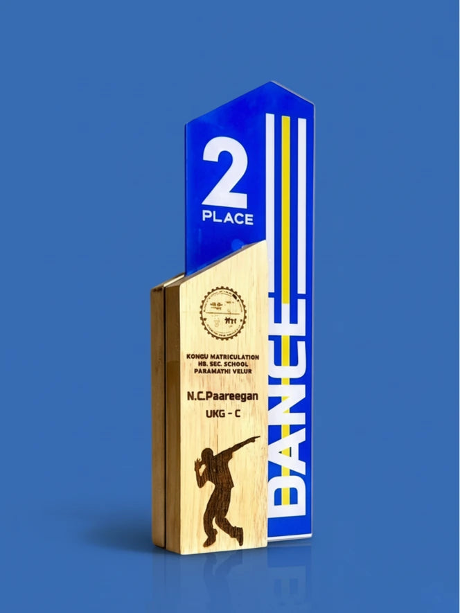 Trophy for 2nd place with 'BANEE' branding on a blue background