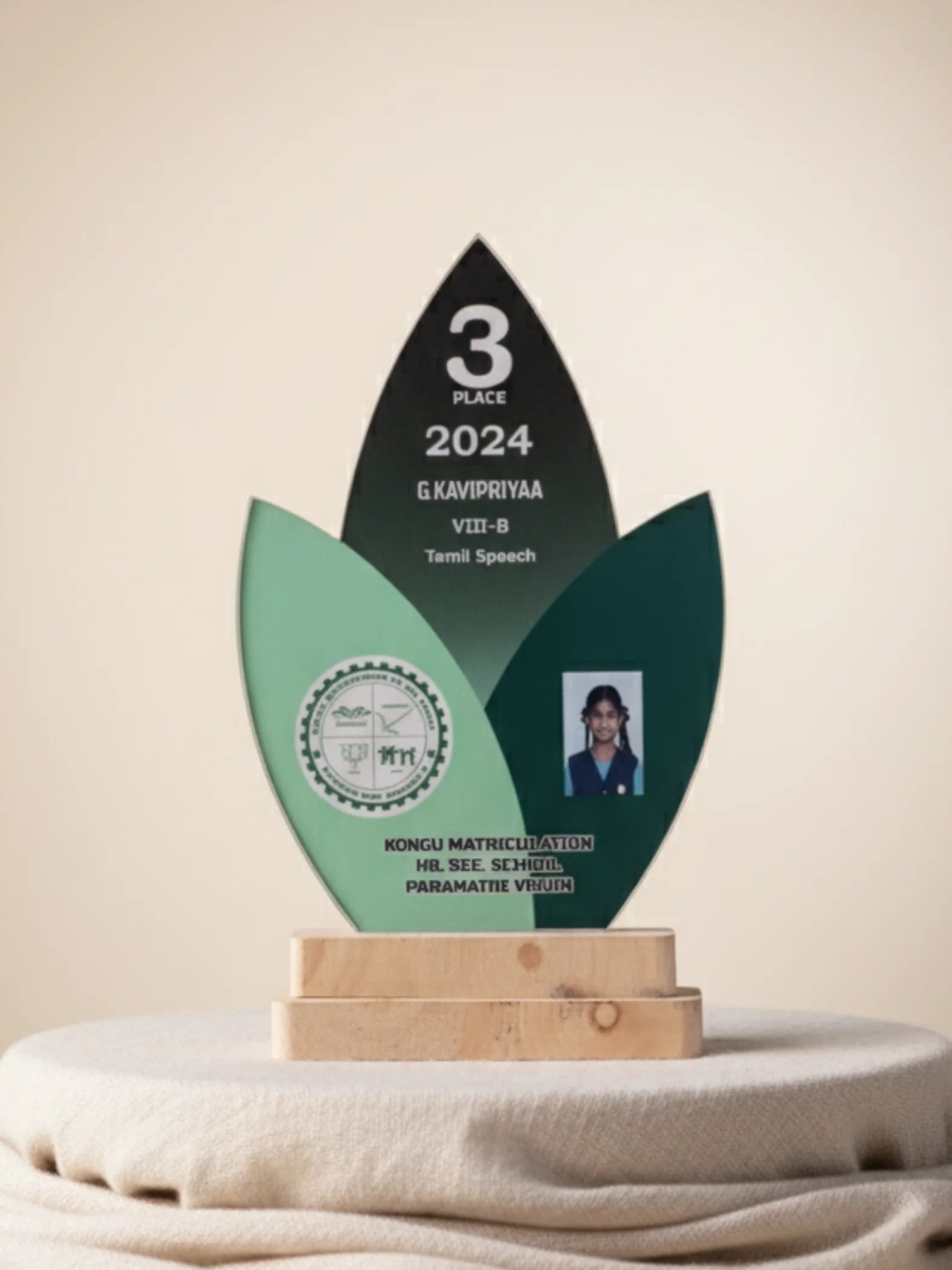 Tamil Speech Competition Trophy in Use - Academic award 2025 for Tamil oratory contests and cultural competitions
