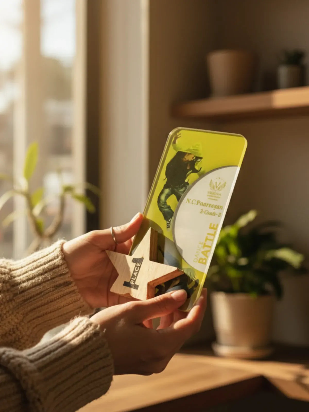 Dominate the dance floor with our personalized dance battle trophy featuring a distinctive shield design