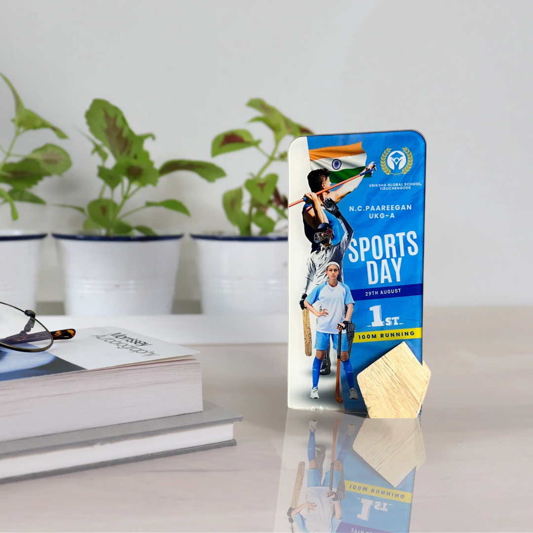 Personalized Sports Day Trophy - Modern Acrylic Design