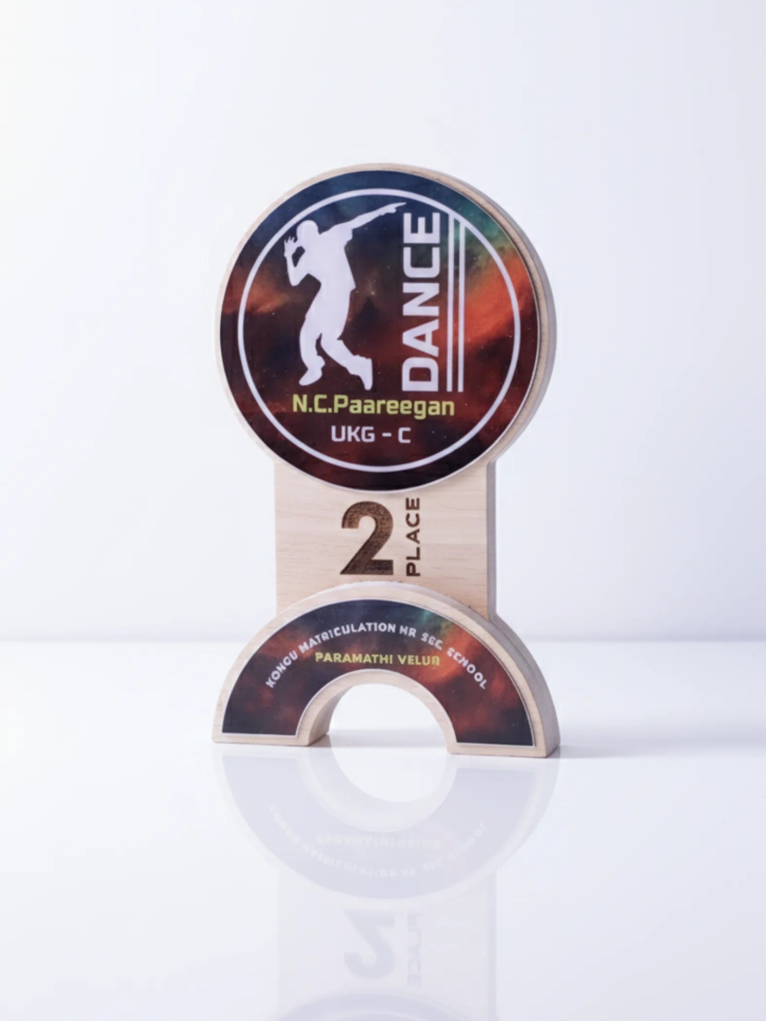 Trophy with 'DANCE' and 'N.C. Paareegan' text on a white background