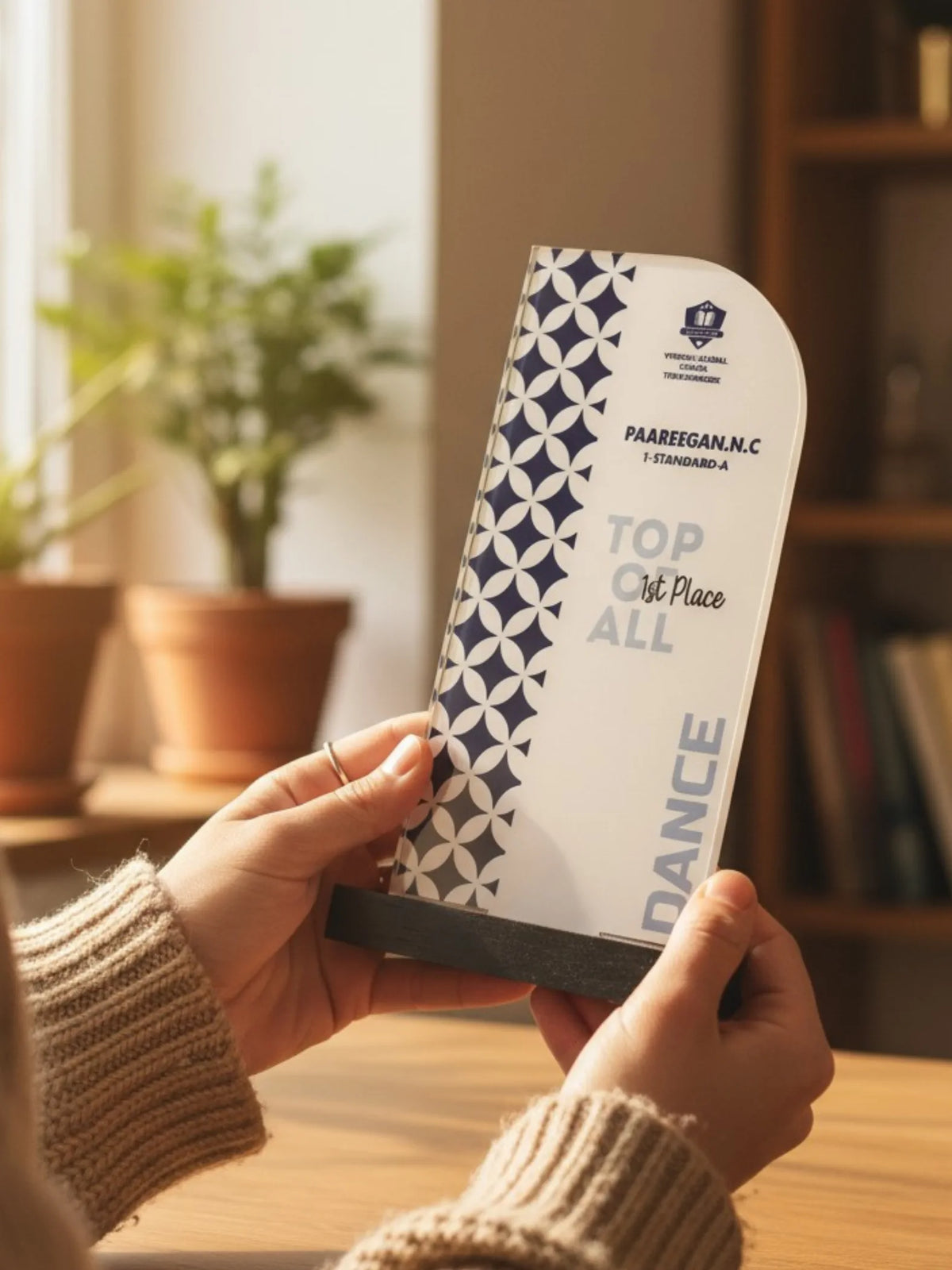 Annual day dance trophy made from premium acrylic - elegant transparent award perfect for school celebrations and dance performance recognition