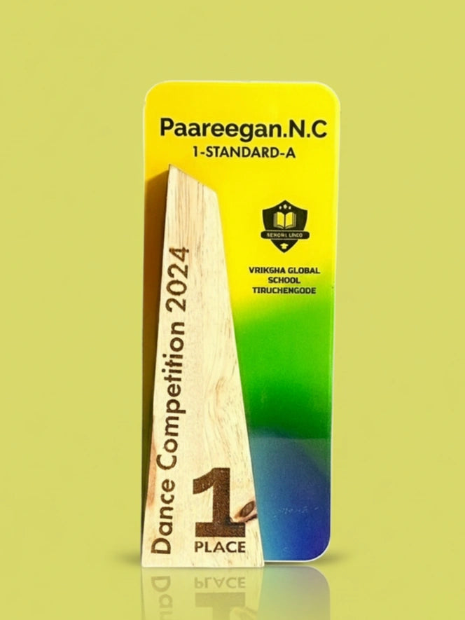 Award with 'Paareegan.N.C' text and 'Dance Competition 2024' on a yellow background