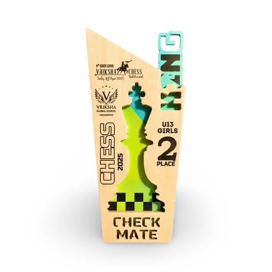 Wooden king chess trophy customized sports trophy tournament EcoTrophy India
