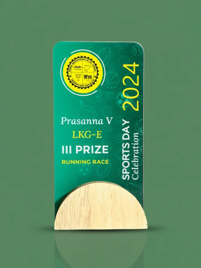 Sports day prize certificate for Prasanna V with a green background