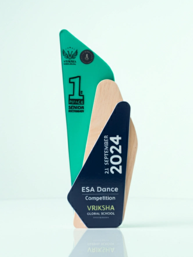 Award with green and blue design, featuring '21 September 2024' and 'ESA Dance Competition Vriksha Global School'.