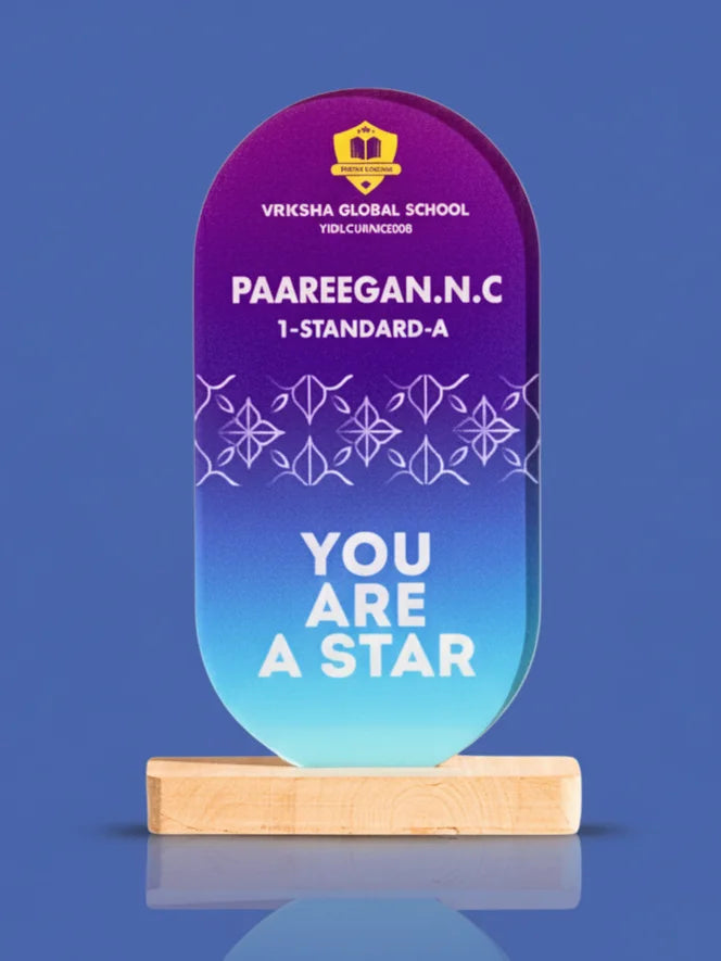 Awards with 'You Are A Star' text on a blue background