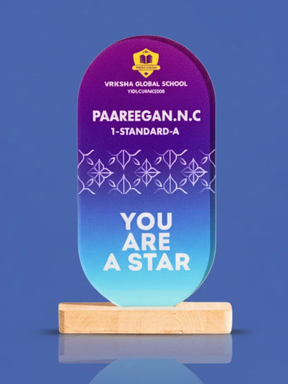 Awards with 'You Are A Star' text on a blue background