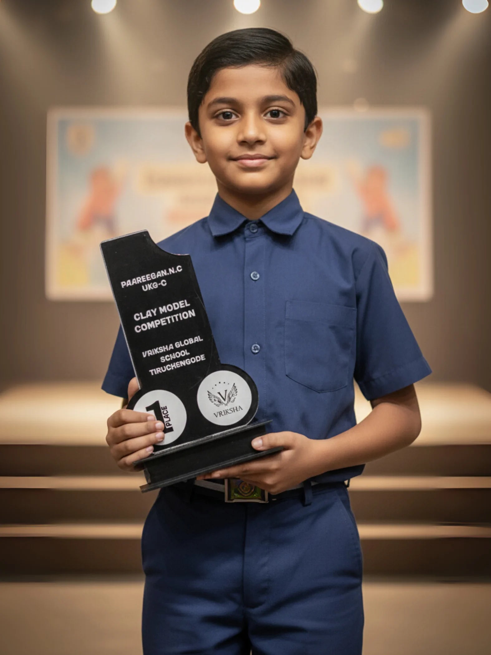  Premium clay modeling trophy with custom engraving for Tamil Nadu school academic competitions