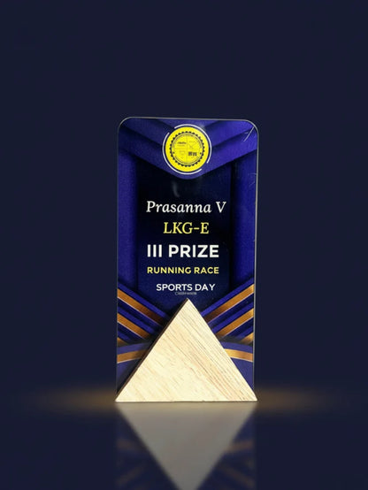 Prasanna V LKG-E III Prize Running Race Sports Day award on a dark background