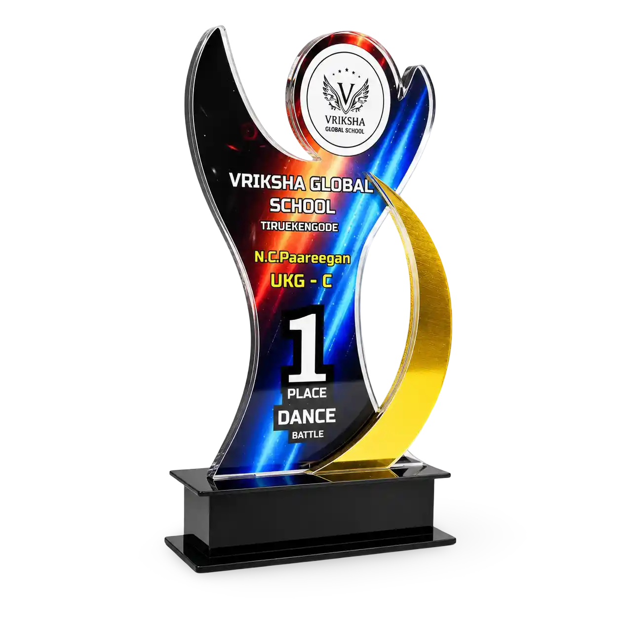 Acrylic dance trophy custom engraved school competition India