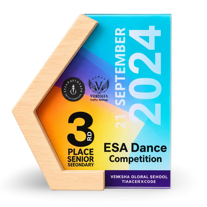 Award with wooden base for 3rd place senior secondary in ESA Dance Competition on 21 September 2024