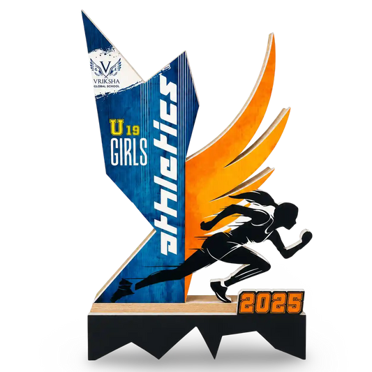 Athletics trophy with 'U19 Girls' and '2025' on a white background