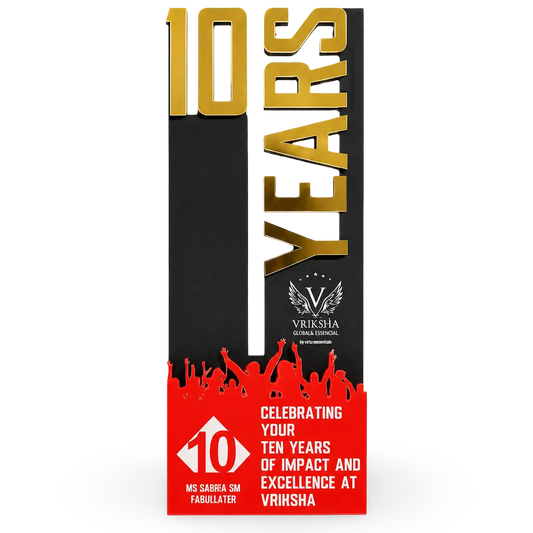 10 year trophy straight view