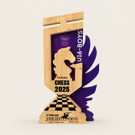 Premium Wooden Chess trophy- Handcrafted for Champions