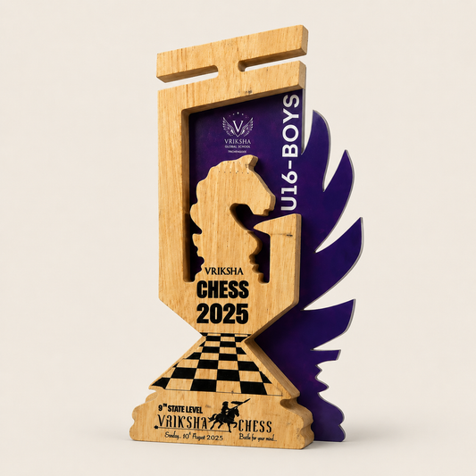 Premium Wooden Chess trophy- Handcrafted for Champions
