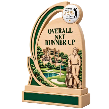 Overall Net Runner Up Golf Trophy with 3D Ball