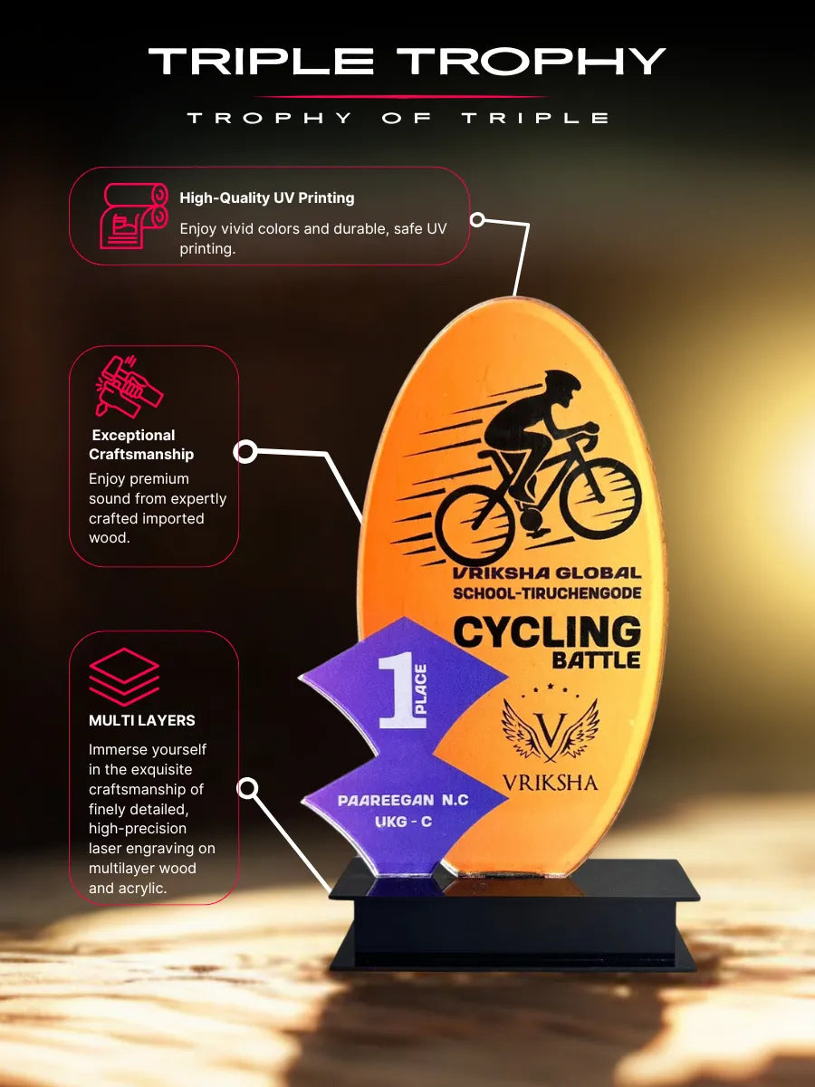 Tamil Nadu Cycling Trophy - Shield of Honor | Premium Quality | EcoTrophy - EcoTrophy