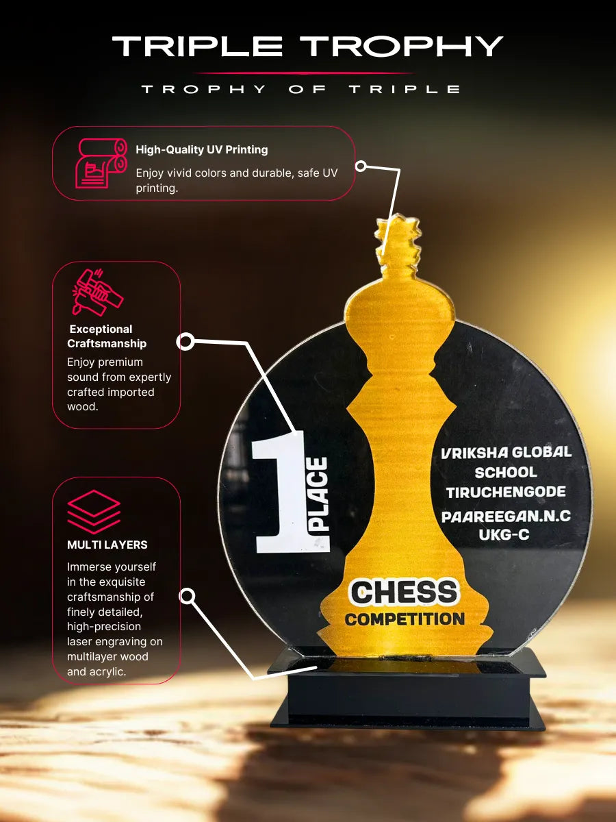Ultimate Chess Acrylic Trophy – Premium Award for Strategy, Skill and Excellence