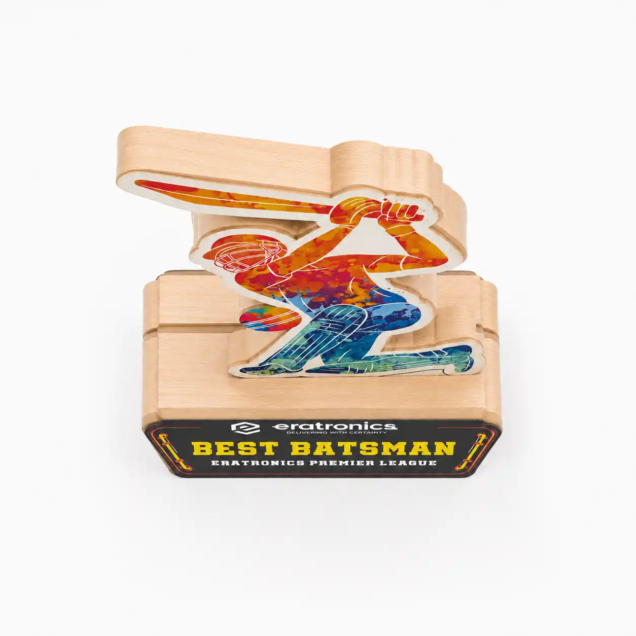Custom cricket trophy batsman silhouette acrylic award tournament India