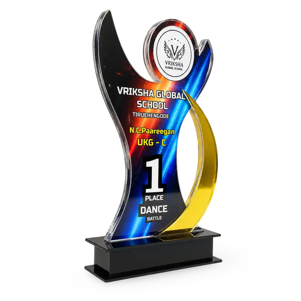 Dance trophy acrylic first place cultural program India