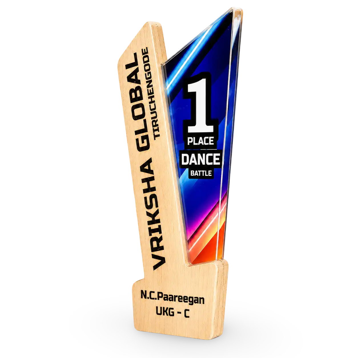Dance trophy wood acrylic custom engraved recital competition India