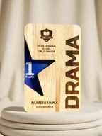 Premium wooden trophy for dramatic excellence award - theater drama trophy with natural wood base and elegant design