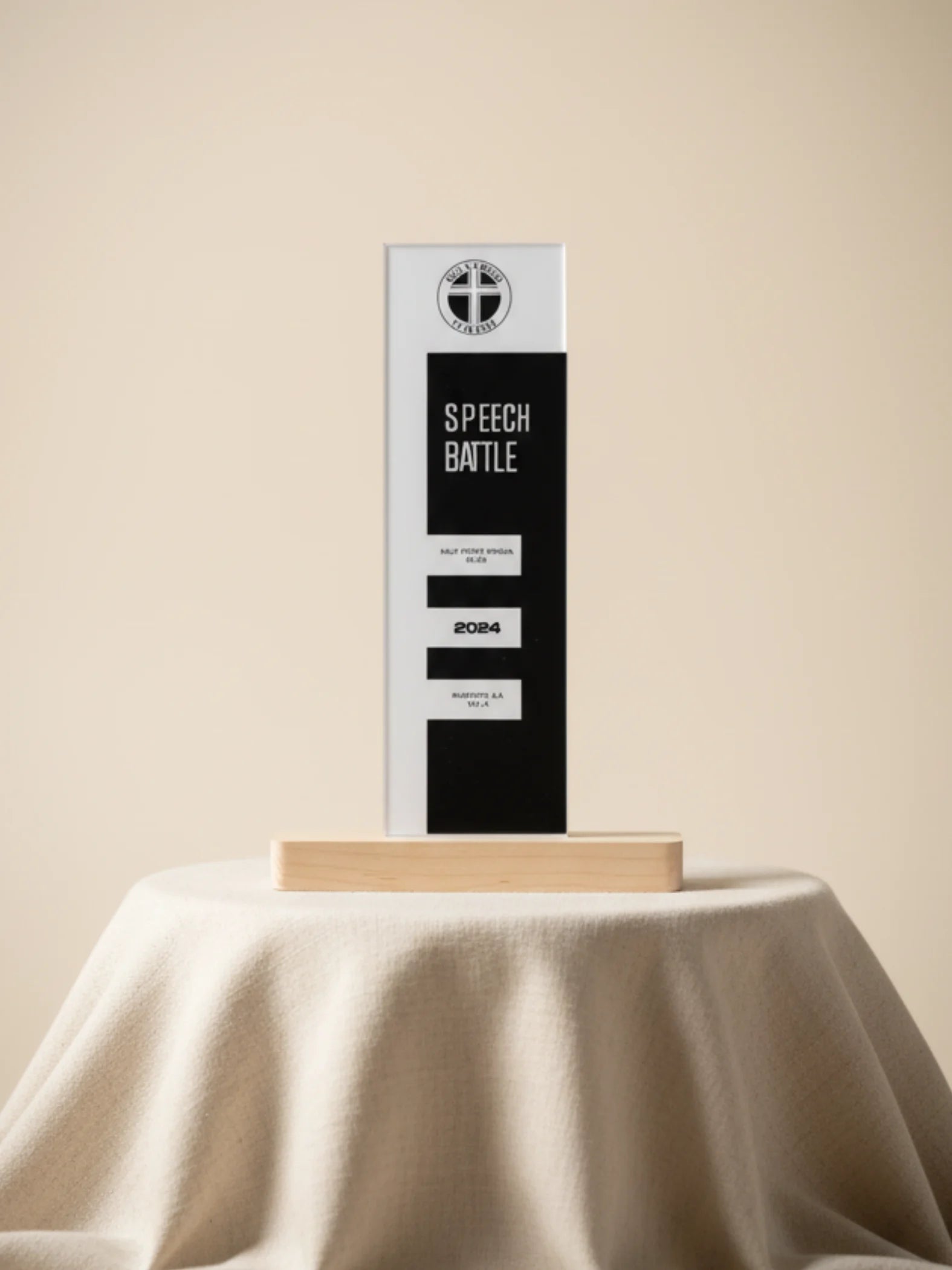 Speech Trophy presentation display - premium acrylic competition award