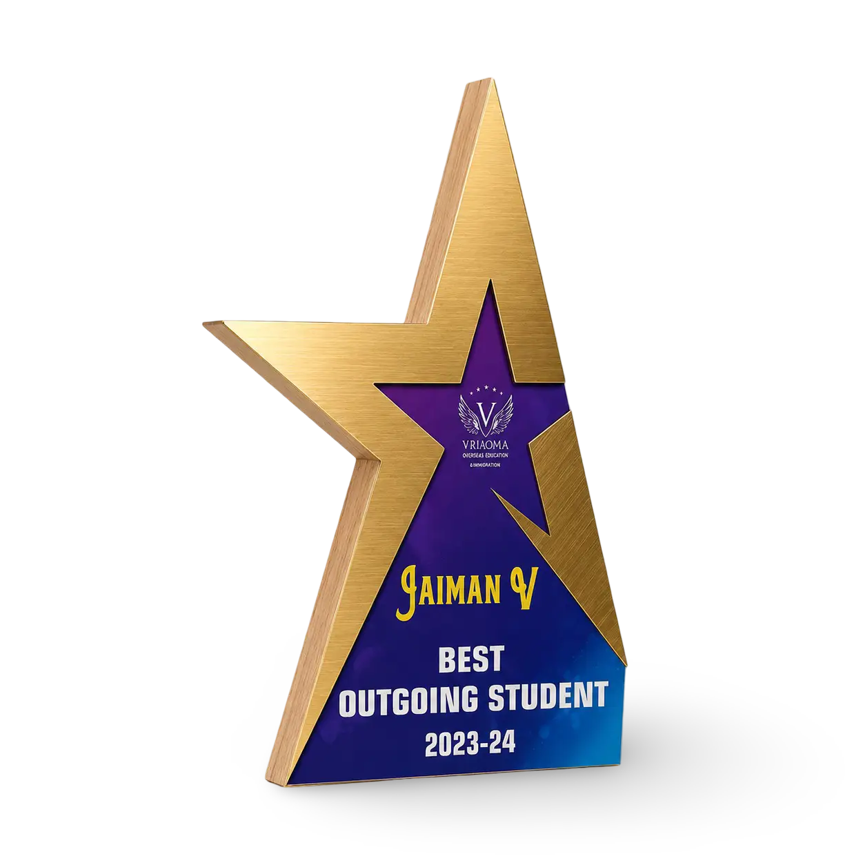 Academic achievement trophy with personalised recognition details