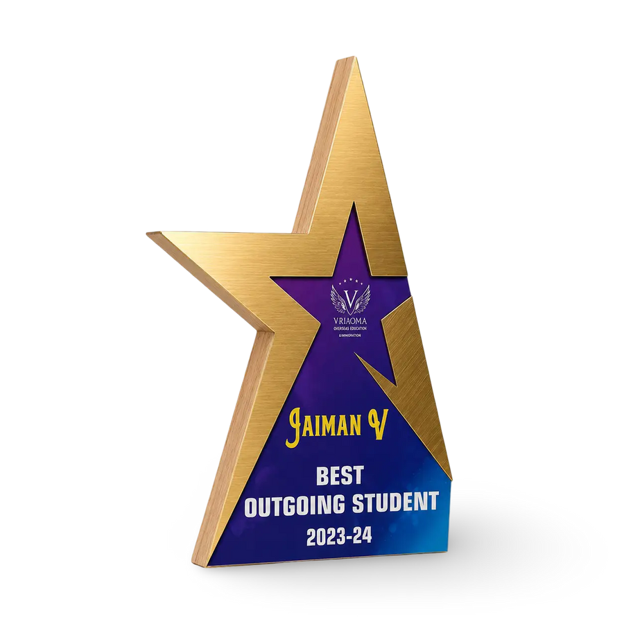 Academic achievement trophy with personalised recognition details