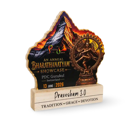 Eco-friendly classical dance award trophy with elegant dancer figurine India