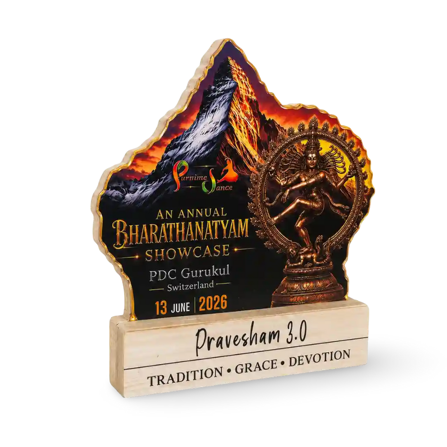 Eco-friendly classical dance award trophy with elegant dancer figurine India