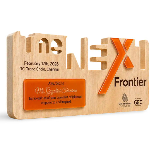 Wooden plaque award custom engraving name award title business conclave India