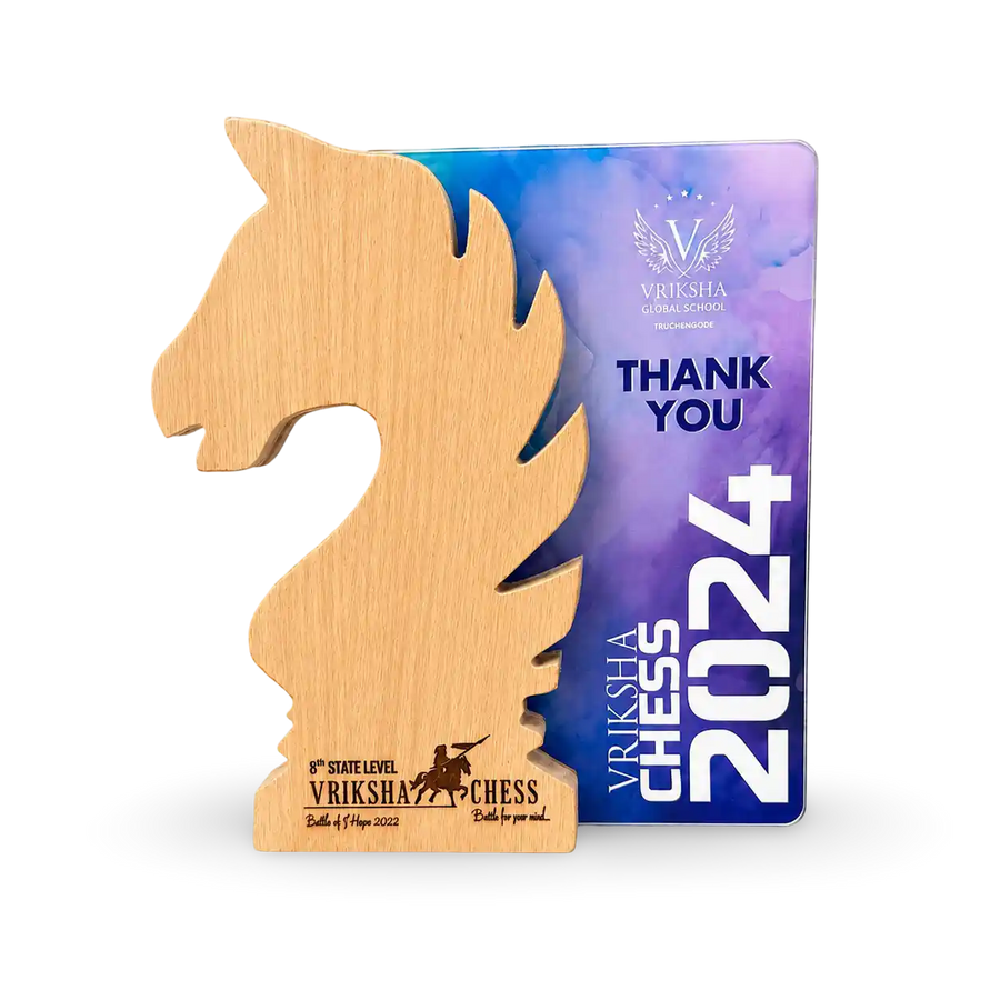 Chess championship trophy shown in 8, 9 and 10 inch size options