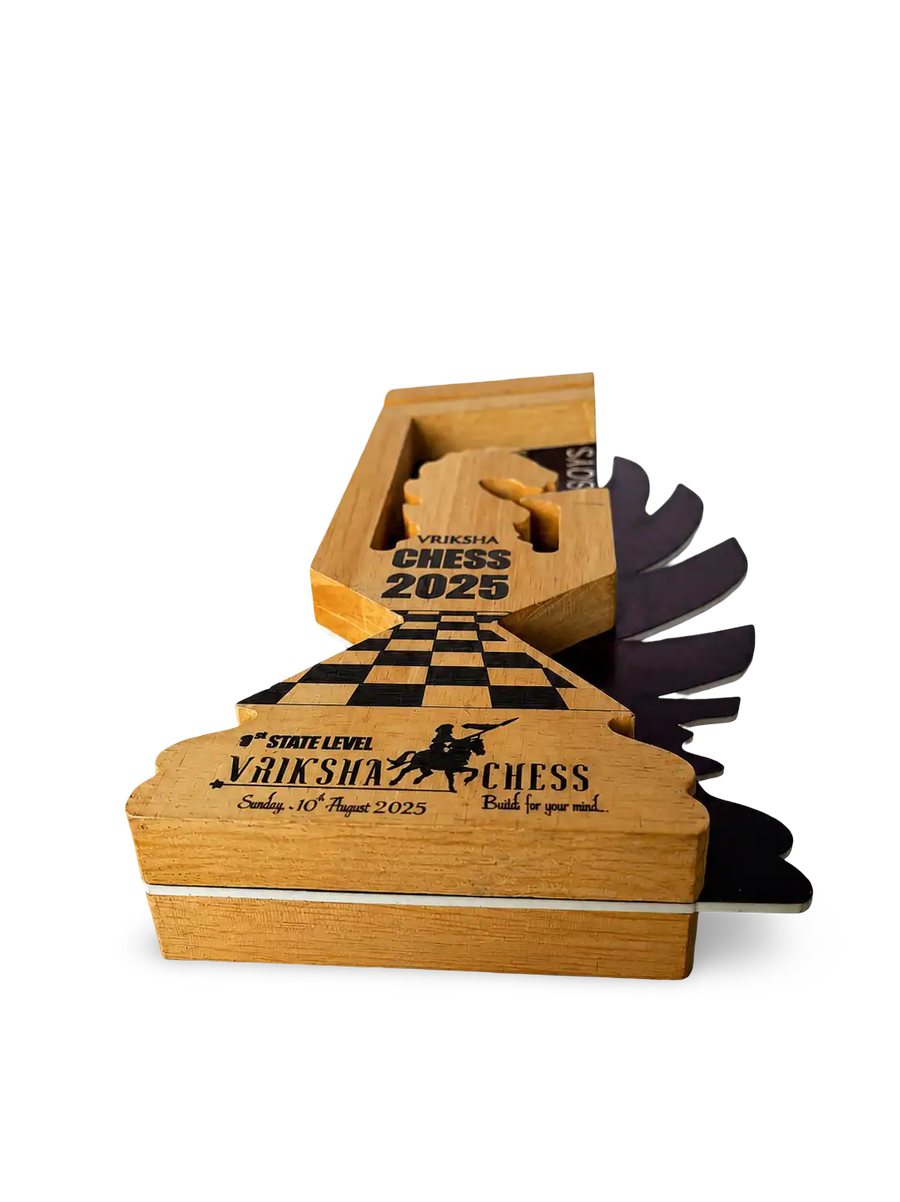 Chess gifts wooden chess trophy sustainably sourced hardwood EcoTrophy	