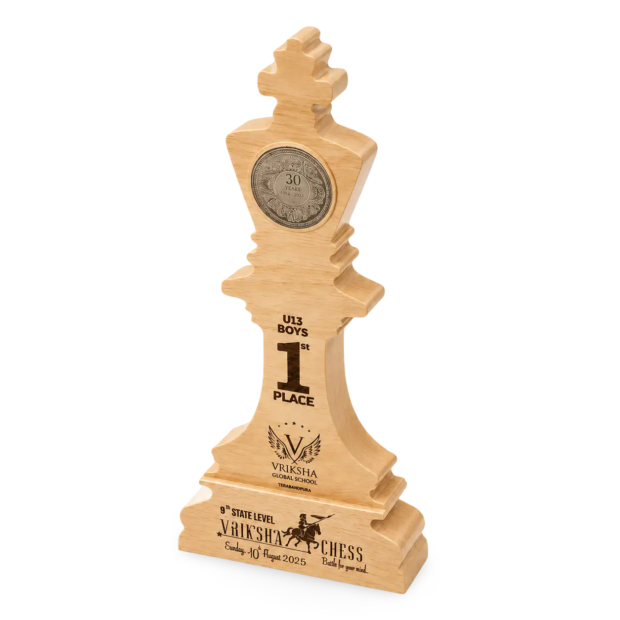 King-design champion trophy for chess tournament winners
