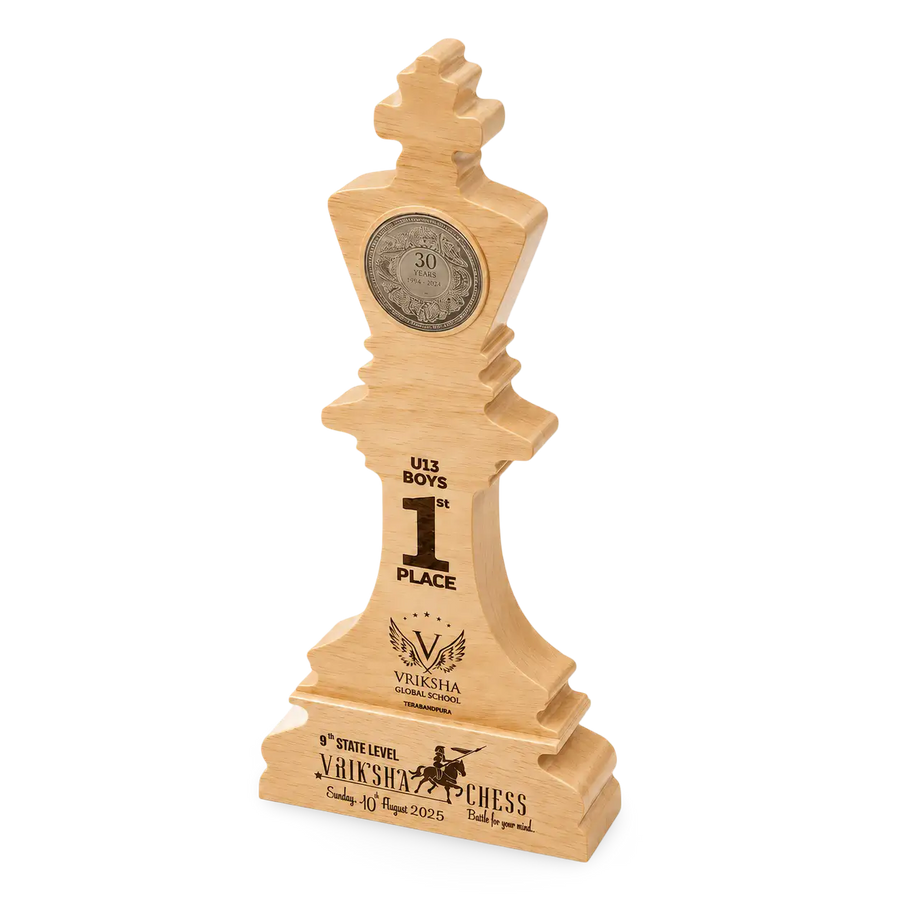 King-design champion trophy for chess tournament winners