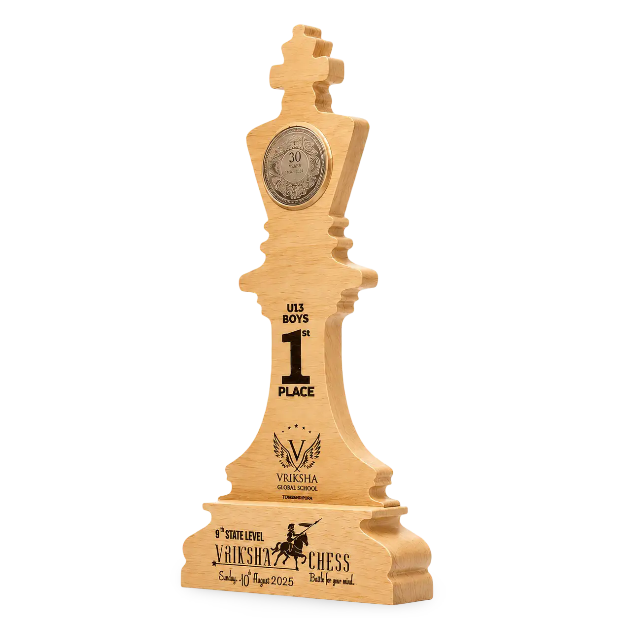 Chess king trophy shown in 8, 10 and 12 inch size options