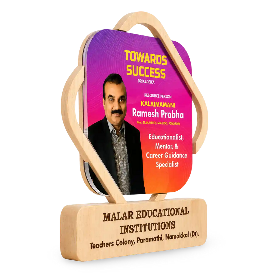 Chief guest recognition plaque with portrait and event text