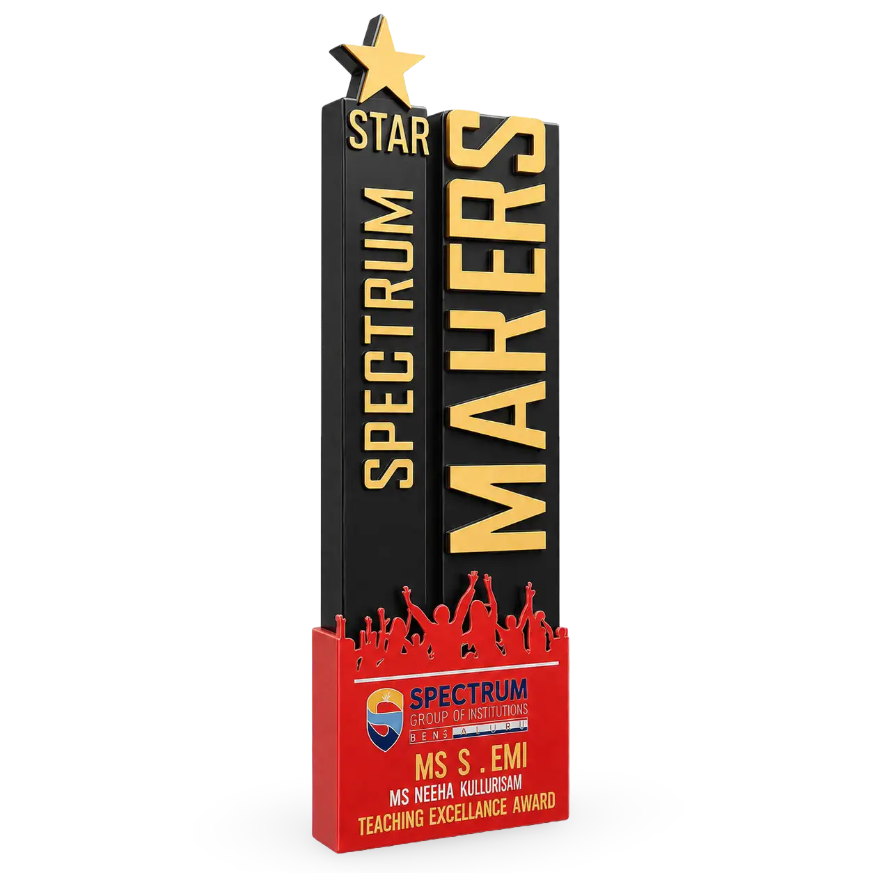 Corporate shield award shown in three available size options