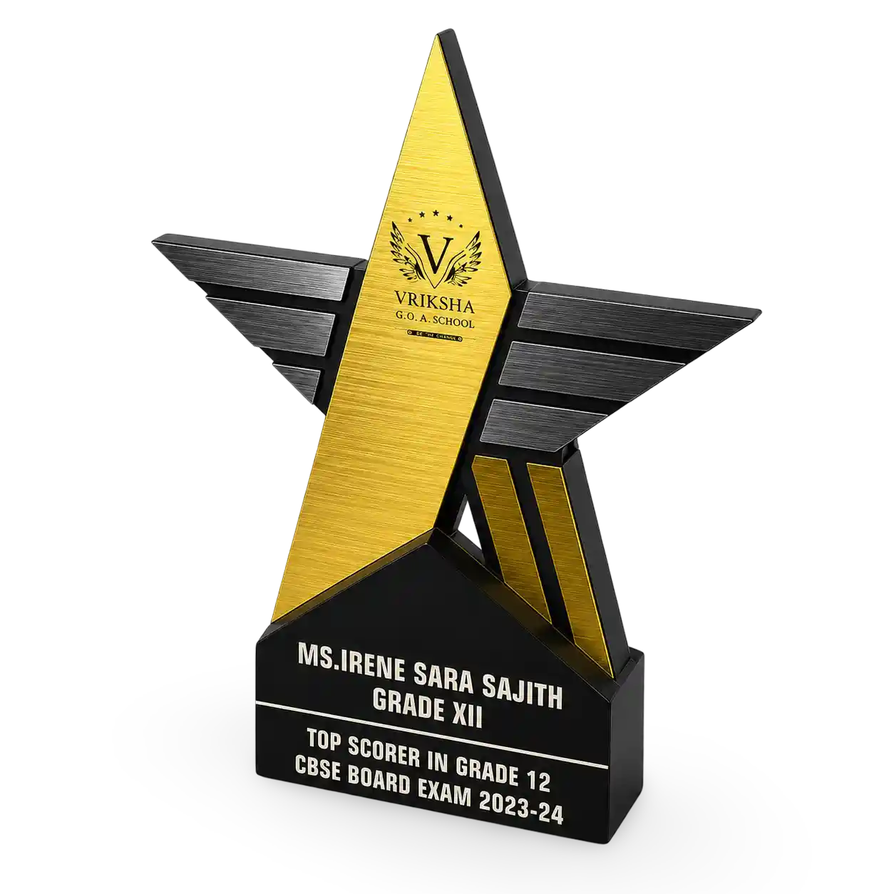 Corporate employee recognition trophy for annual award ceremonies