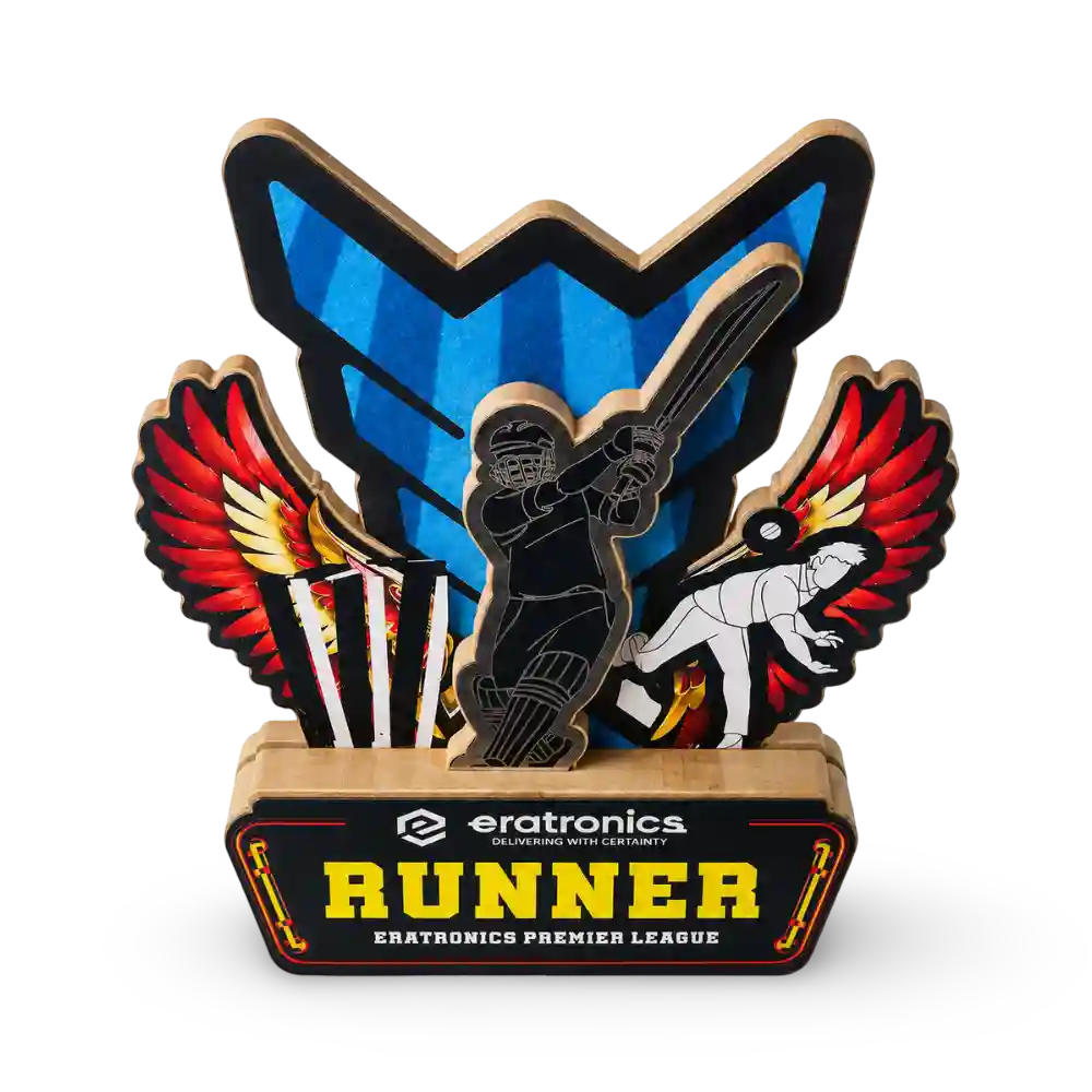 Cricket runner up acrylic trophy eagle wing design tournament award EcoTrophy India