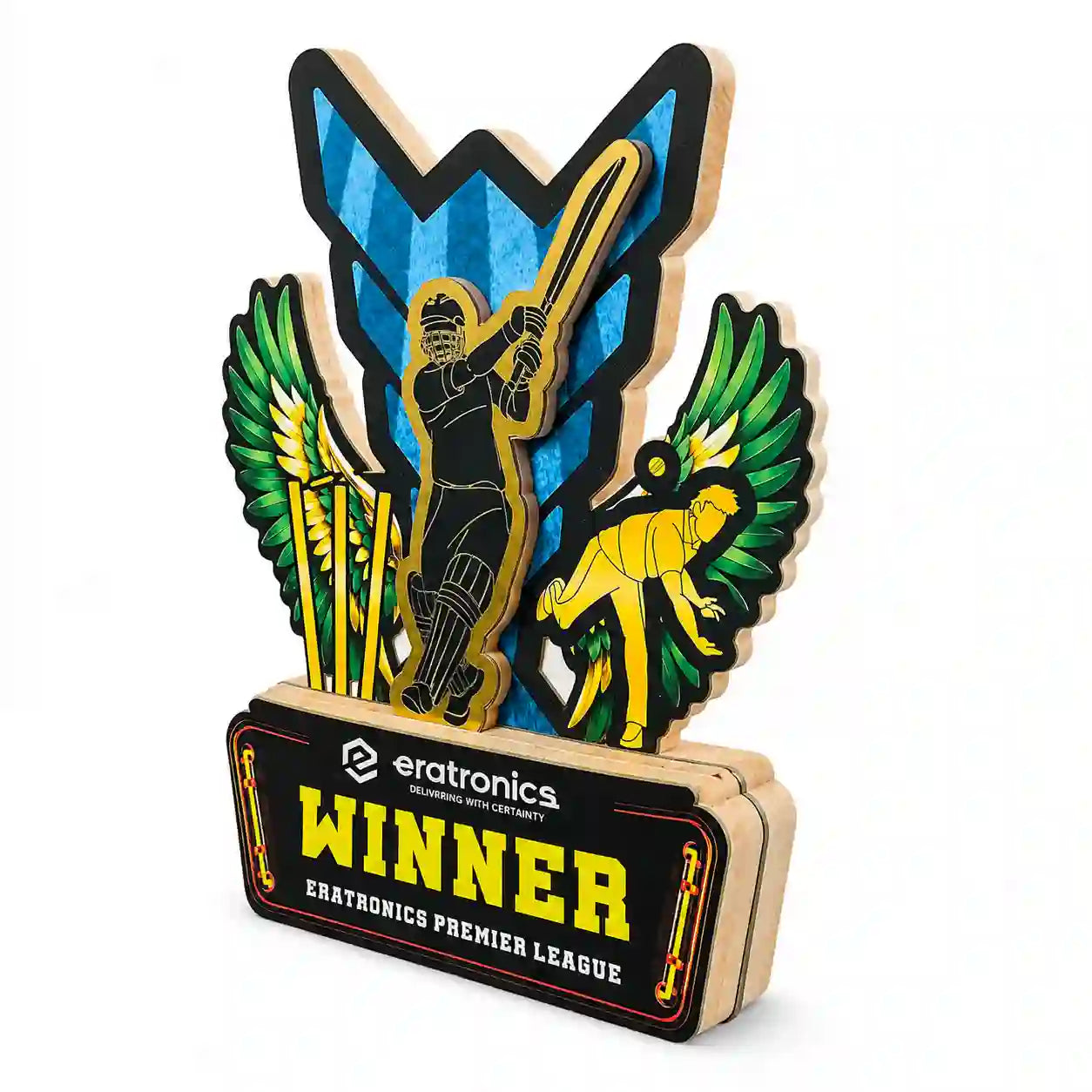 Cricket trophy handcrafted wood acrylic custom engraved India