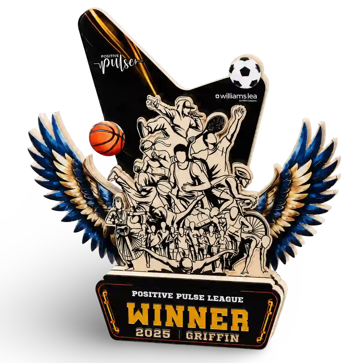 Wood-and-acrylic cultural-day winner award with personalised plate