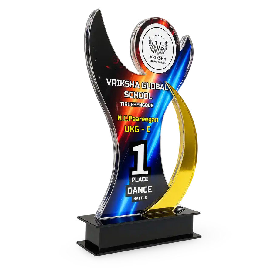Dance trophy acrylic first place cultural program India