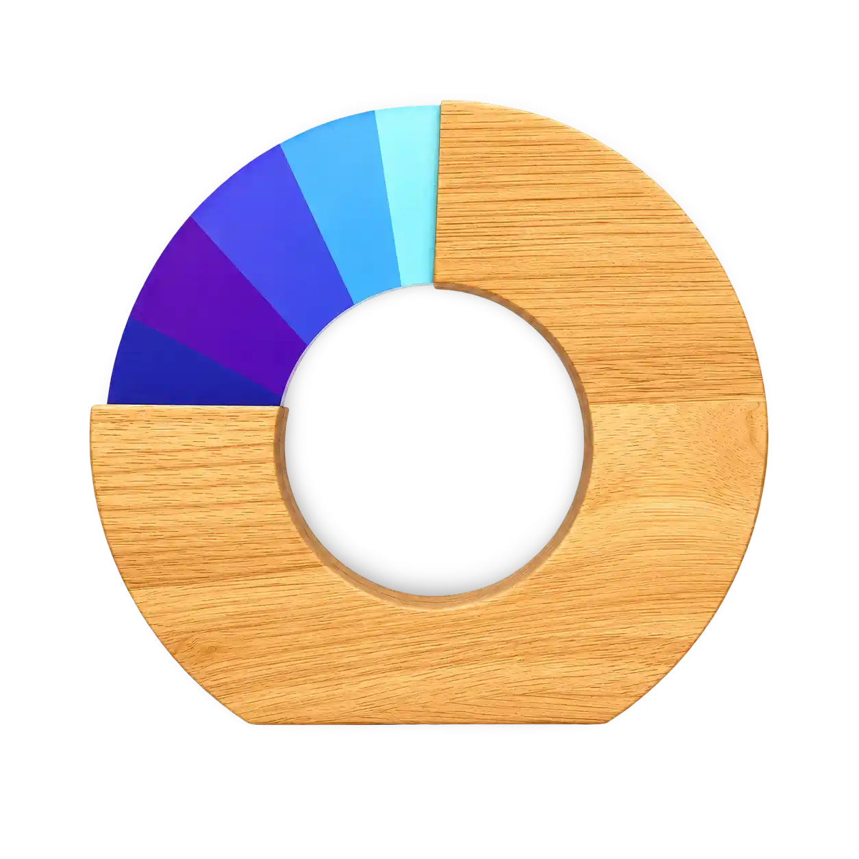 Color wheel with wooden base on a white background