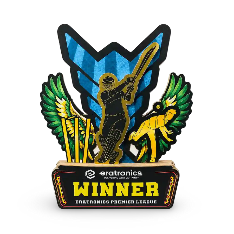 Cricket trophy India custom wood acrylic manufacturers EcoTrophy