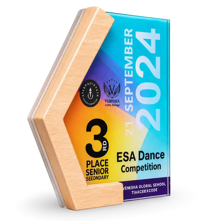 Wood-and-acrylic dance award available in 7, 8 and 9 inch sizes