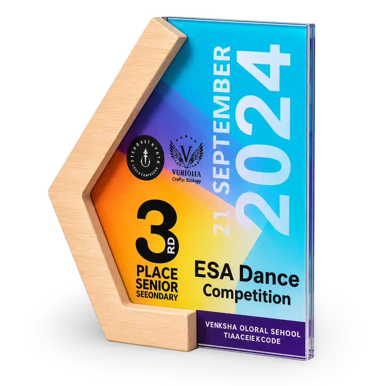 Hexagonal wooden-frame ESA dance-competition award for 2024