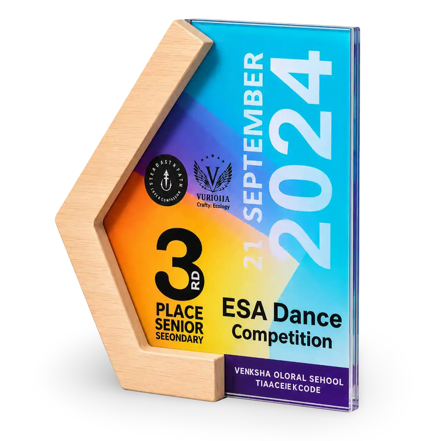 Hexagonal wooden-frame ESA dance-competition award for 2024